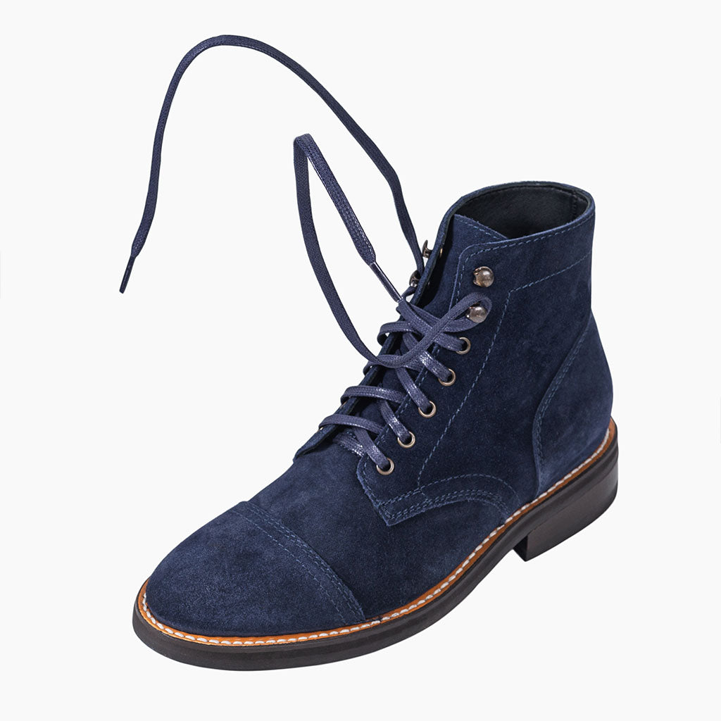 Flat Waxed Cotton Laces | Blue - Image 2