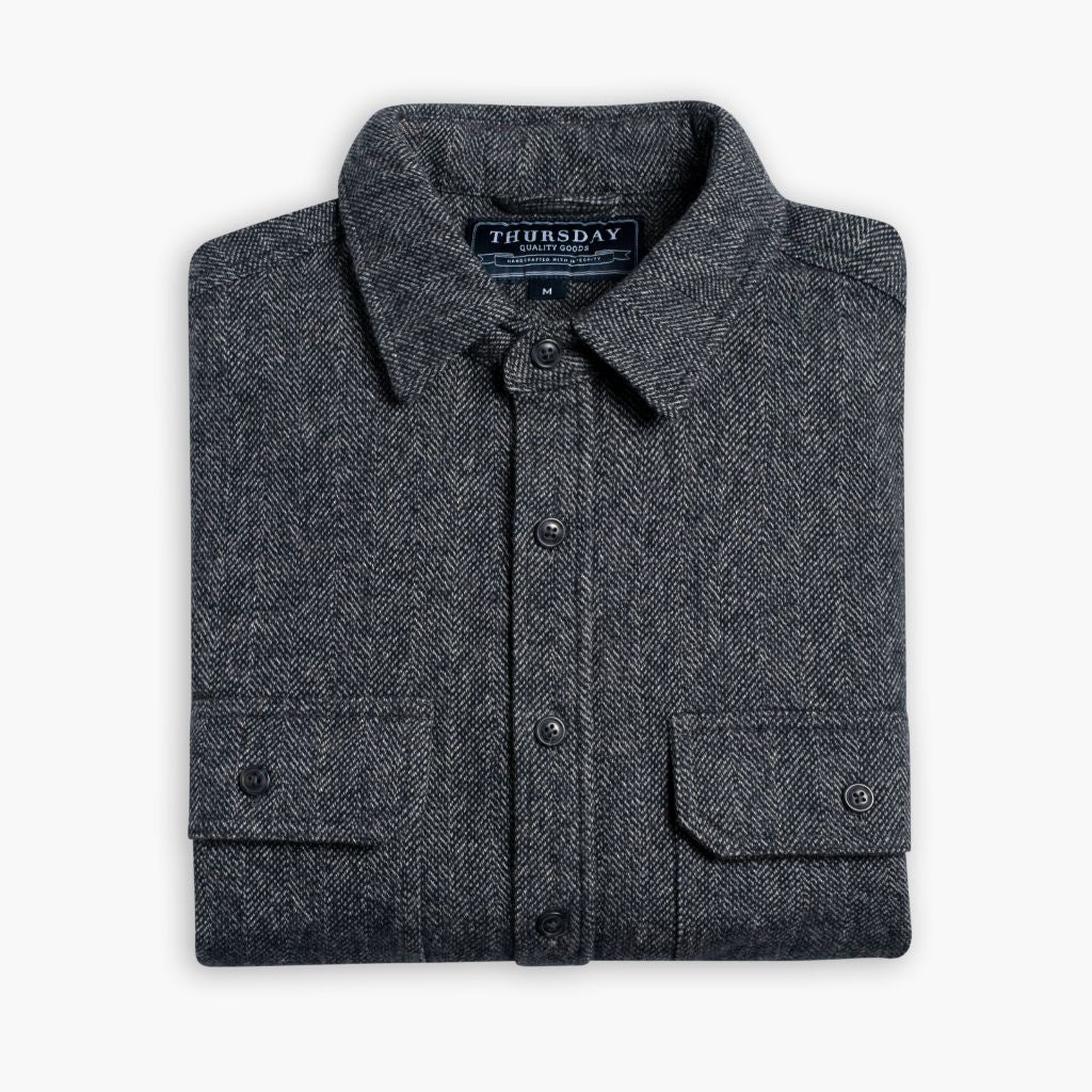 Summit Flannel Shirt | Blue Herringbone - Image 3