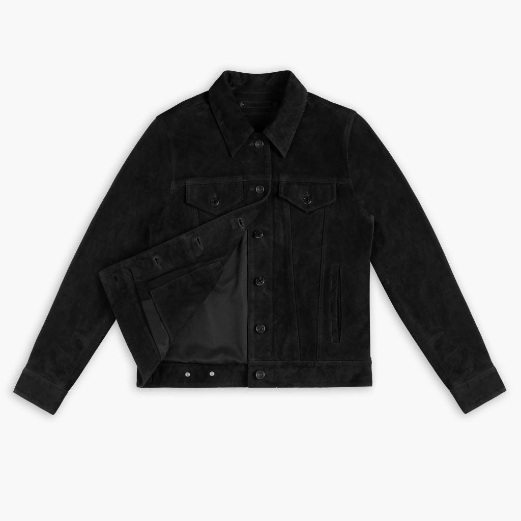 Suede Trucker Jacket | Black - Image 5