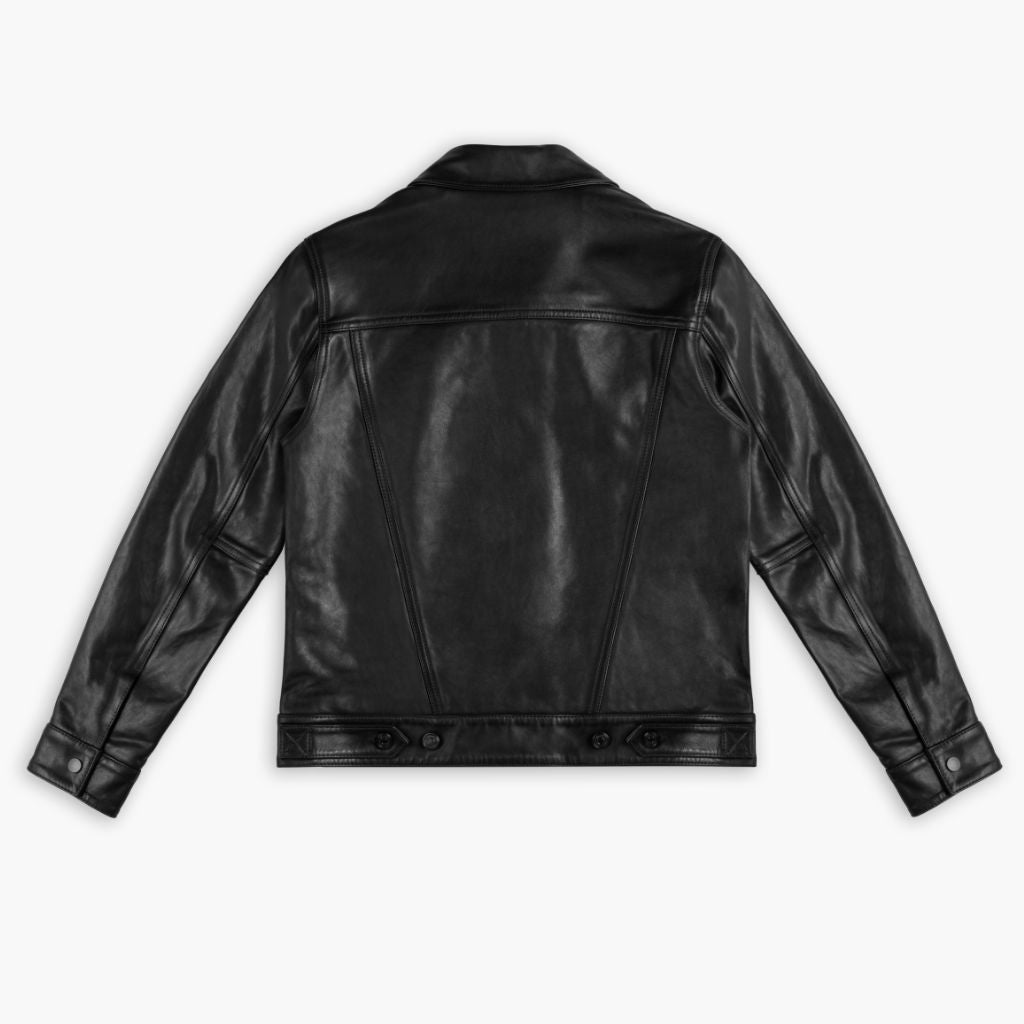 Leather Trucker Jacket | Black - Image 6